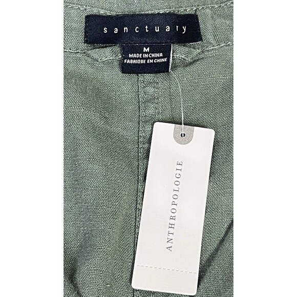 Anthropologie SANCTUARY Green SQUAD LEADER Linen Button Down Romper. Size: M - Picture 7 of 9